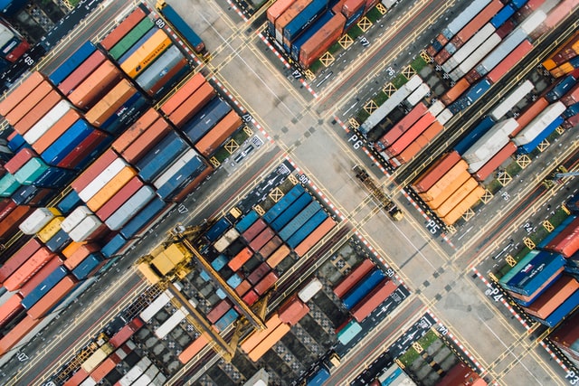 Container ship at port